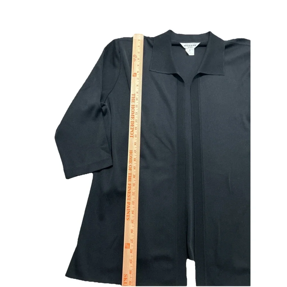 EXCLUSIVELY MISOOK Women's 3X Black Open Front Collared Jacket Cardigan